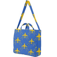 Aircraft Texture Blue Yellow Square Shoulder Tote Bag