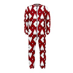Graphic Heart Pattern Red White Onepiece Jumpsuit (kids)