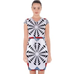 Star Illusion Mandala Capsleeve Drawstring Dress 