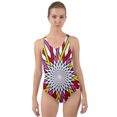 Sun Abstract Mandala Cut-out Back One Piece Swimsuit