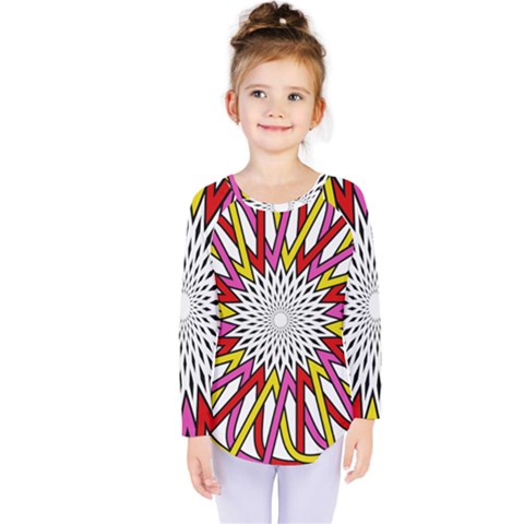 Sun Abstract Mandala Kids  Long Sleeve Tee by HermanTelo