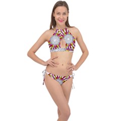Sun Abstract Mandala Cross Front Halter Bikini Set