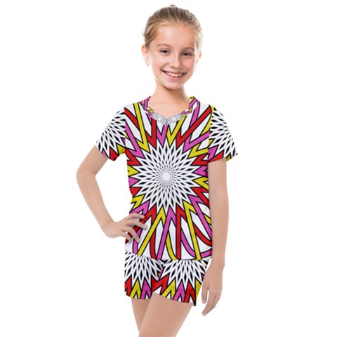 Sun Abstract Mandala Kids  Mesh Tee And Shorts Set by HermanTelo