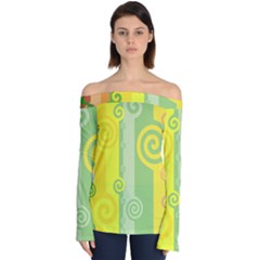 Ring Kringel Background Abstract Yellow Off Shoulder Long Sleeve Top