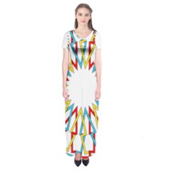 Wheel Complex Symbol Mandala Short Sleeve Maxi Dress