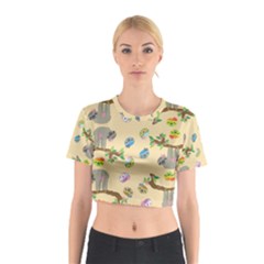 Sloth Neutral Color Cute Cartoon Cotton Crop Top by HermanTelo