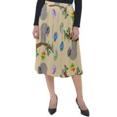 Sloth Neutral Color Cute Cartoon Classic Velour Midi Skirt 