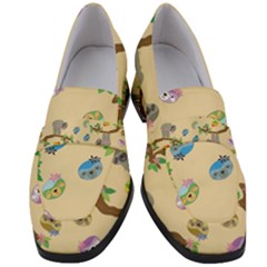 Sloth Neutral Color Cute Cartoon Women s Chunky Heel Loafers