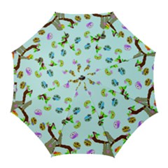 Sloth Aqua Blue Cute Cartoon Tile Green Golf Umbrellas by HermanTelo