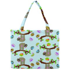 Sloth Aqua Blue Cute Cartoon Tile Green Mini Tote Bag by HermanTelo