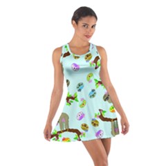 Sloth Aqua Blue Cute Cartoon Tile Green Cotton Racerback Dress by HermanTelo