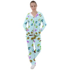 Sloth Aqua Blue Cute Cartoon Tile Green Women s Tracksuit by HermanTelo