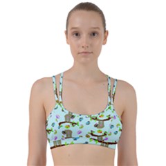 Sloth Aqua Blue Cute Cartoon Tile Green Line Them Up Sports Bra by HermanTelo