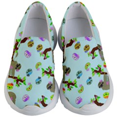 Sloth Aqua Blue Cute Cartoon Tile Green Kids  Lightweight Slip Ons by HermanTelo