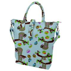 Sloth Aqua Blue Cute Cartoon Tile Green Buckle Top Tote Bag