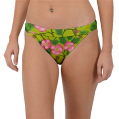 Roses Flowers Pattern Bud Pink Band Bikini Bottom