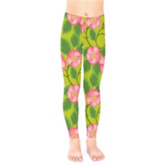 Roses Flowers Pattern Bud Pink Kids  Legging by HermanTelo