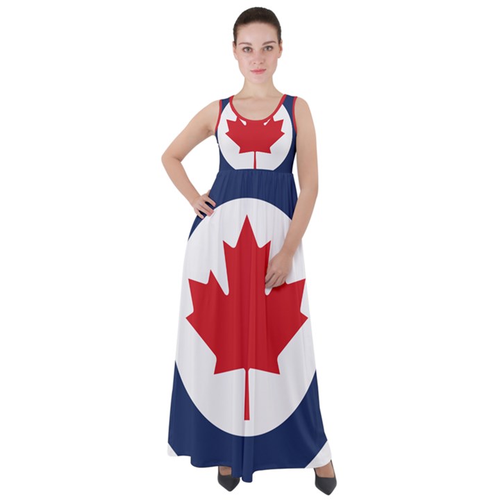 Roundel of Canadian Air Force Empire Waist Velour Maxi Dress