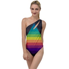 Background Rainbow Stripes Bright To One Side Swimsuit by Pakrebo