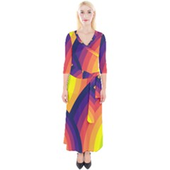 Background Rainbow Colors Colorful Quarter Sleeve Wrap Maxi Dress by Pakrebo
