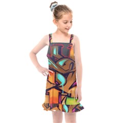 Graffiti Mural Street Art Wall Art Kids  Overall Dress by Pakrebo