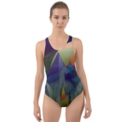 Mountains Abstract Mountain Range Cut-Out Back One Piece Swimsuit