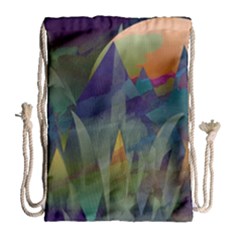 Mountains Abstract Mountain Range Drawstring Bag (Large)