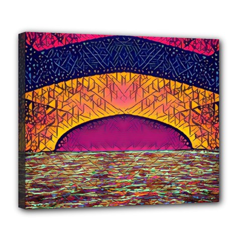 Abstract Sunrise Ocean Sunset Sky Deluxe Canvas 24  X 20  (stretched) by Pakrebo