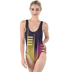 Illustrations Background Abstract Colors High Leg Strappy Swimsuit by Pakrebo