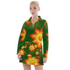 Flower Pattern Floral Non Seamless Women s Long Sleeve Casual Dress