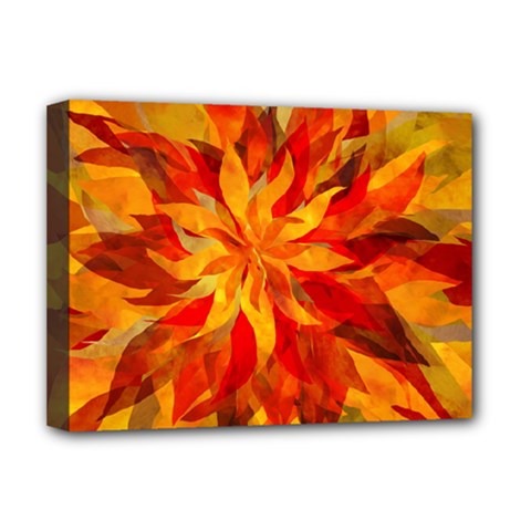 Flower Blossom Red Orange Abstract Deluxe Canvas 16  X 12  (stretched)  by Pakrebo