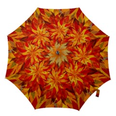 Flower Blossom Red Orange Abstract Hook Handle Umbrellas (small) by Pakrebo