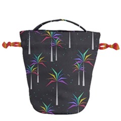 Background Flora Trees Palm Drawstring Bucket Bag by Pakrebo