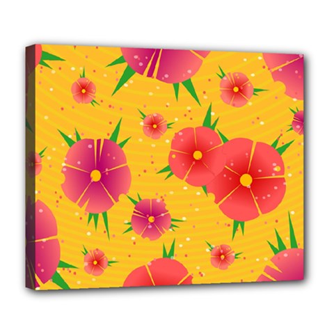 Background Flowers Floral Pattern Deluxe Canvas 24  X 20  (stretched)