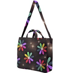 Illustrations Background Floral Flowers Square Shoulder Tote Bag by Pakrebo