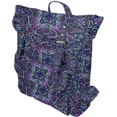 Pattern Fire Purple Repeating Buckle Up Backpack by Pakrebo