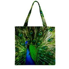 Peacock Peafowl Pattern Plumage Zipper Grocery Tote Bag by Pakrebo