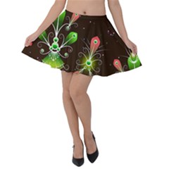Background Non Seamless Pattern Velvet Skater Skirt