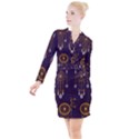 Background Non Seamless Pattern Button Long Sleeve Dress View1