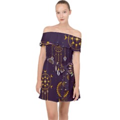 Background Non Seamless Pattern Off Shoulder Chiffon Dress by Pakrebo