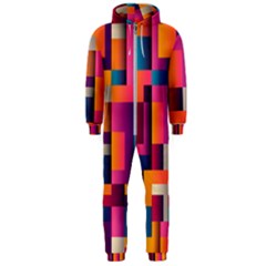 Abstract Background Geometry Blocks Hooded Jumpsuit (men) 