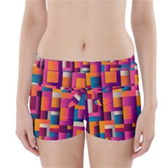 Abstract Background Geometry Blocks Boyleg Bikini Wrap Bottoms by Alisyart