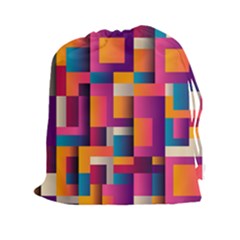 Abstract Background Geometry Blocks Drawstring Pouch (xxl)