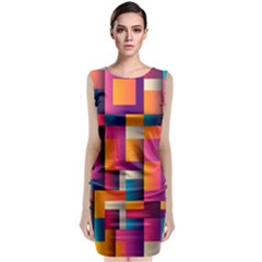 Abstract Background Geometry Blocks Classic Sleeveless Midi Dress