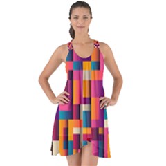 Abstract Background Geometry Blocks Show Some Back Chiffon Dress
