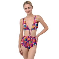 Abstract Background Geometry Blocks Tied Up Two Piece Swimsuit