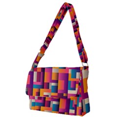 Abstract Background Geometry Blocks Full Print Messenger Bag