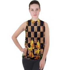 Cute Little Ducks Mock Neck Chiffon Sleeveless Top by FantasyWorld7