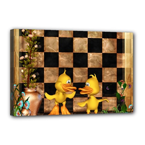 Cute Little Ducks Canvas 18  X 12  (stretched) by FantasyWorld7