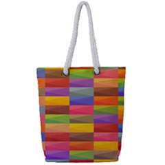 Abstract Background Geometric Full Print Rope Handle Tote (small)